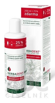 HERBADENT Bylinná ústní voda koncentrát 200 + 50 ml zdarma (250 ml)