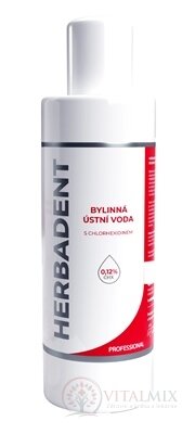 HERBADENT Professional bylinná ÚSTNÍ VODA s CHX s chlorhexidinem (0,12 %) 1x240 ml