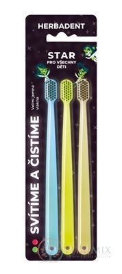 HERBADENT STAR svítící zubní kartáčky pro děti, blistr 1x3 ks