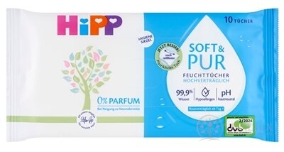 HiPP BabySANFT SOFT &amp; PUR Čistící vlhčené ubrousky 1x10 ks
