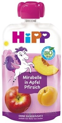 HiPP HiPPis BIO Jablko Broskev Mirabelka kapsička (od 1. roku) ovocný příkrm 1x100 g