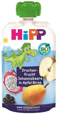 HiPP HiPPis BIO Jablko Hruška Dračí ovoce. Rybíz kapsička (od 1. roku) ovocný příkrm 1x100 g