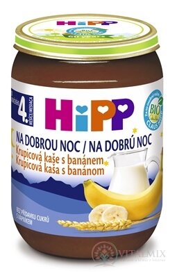 HiPP BIO KAŠE Dobrou noc Krupicová s banánem mléčná, hotová (od ukonč. 4. měsíce) (Nová receptura 2016) 1x190 g
