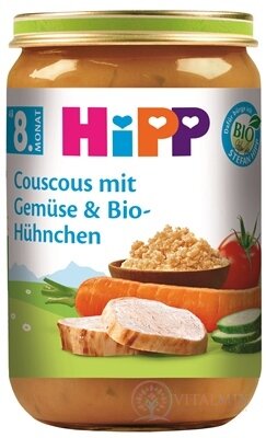 HiPP BIO Kuskus se zeleninou a kuřecí maso zeleninově-masový příkrm (od ukonč. 8. měsíce) 1x220 g