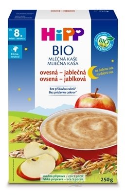 HiPP BIO MLÉČNÁ KAŠE Dobrou noc Ovesně-jablečná (od 8. měsíce) 1x250 g
