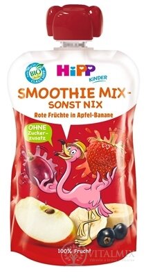 HiPP BIO Smoothie Jablko Banán Červené ovoce kapsička (od 1. roku) ovocný příkrm 1x120 ml