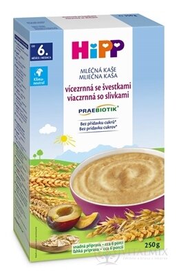 HiPP Mléčná KAŠE PRAEBIOTIK vícezrnná se švestkami (od 6. měsíce) 1x250 g