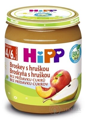 HiPP Příkrm BIO Broskev s hruškou ovocný (od ukonč. 4.-6. měsíce) 1x125 g