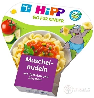 HiPP Příkrm BIO Těstoviny s rajčaty a cuketou mušličky (od ukonč. 1. roku) (inov. 2021) 1x250 g