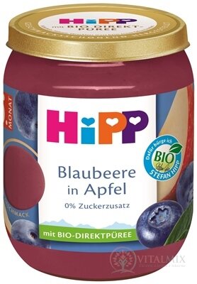 HiPP Příkrm BIO Jablko a borůvky ovocný (od ukonč. 4.-6.měsíce) 1x160 g