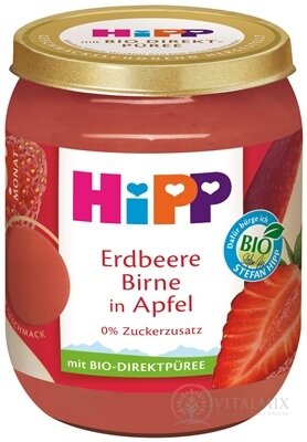 HiPP Příkrm BIO Jablko, jahody a hrušky ovocný (od ukonč. 4.-6.měsíce) 1x160 g