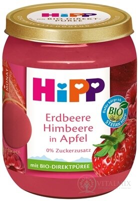 HiPP Příkrm BIO Jablko, jahody a maliny ovocný (od ukonč. 4.-6. měsíce) 1x160 g