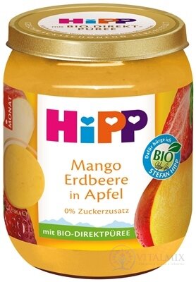 HiPP Příkrm BIO Jablko, mango a jahody ovocný (od ukonč. 5. měsíce) 1x160 g
