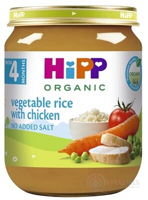 HiPP Příkrm BIO Zeleninová rýže a kuřecí maso (od ukonč. 4. měsíce) (inov.2025) 1x125 g