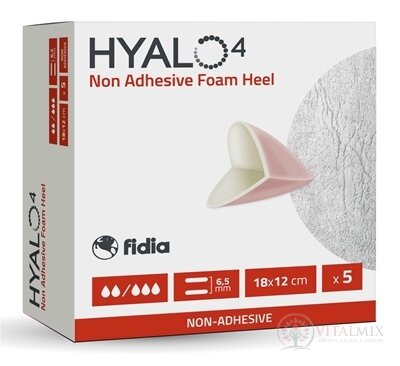 HYALO4 Non Adhesive Foam Heel krytí na rány, pěnové (PU), neadhezivě, s patou (kapsovitý tvar), 18x12 cm, 1x5 ks