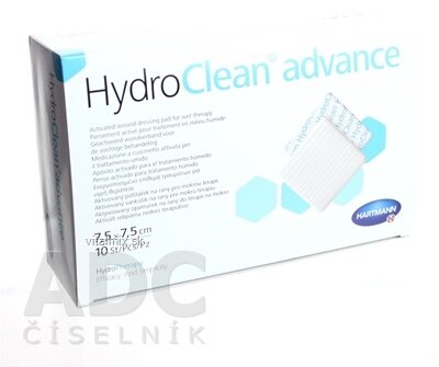 Hydroclean advance polštářek na rány čtverec (7,5x7,5 cm) 1x10 ks