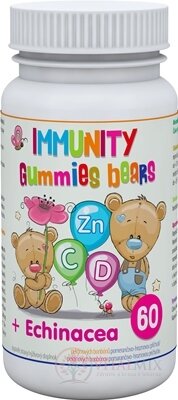 IMMUNITY Gummies bears + Echinacea - Clinical pektinové bonbóny s pomerančovo-hroznovou příchutí 1x60 ks