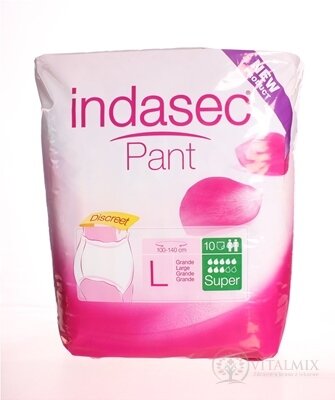 Indasec Pant Super L plenkové kalhotky navlékací, boky 100-140 cm, savost 1900 ml, 1x10 ks