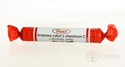 INTACT HROZNOVÝ CUKR s vitamínem C s příchutí jahody (pastilky v roli) 1x40g