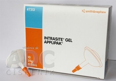 INTRASITE GEL Gel na ošetření ran 25g, hydrogel čirý amorfní ve sterilním aplikačním dávkovači, 1x10 ks