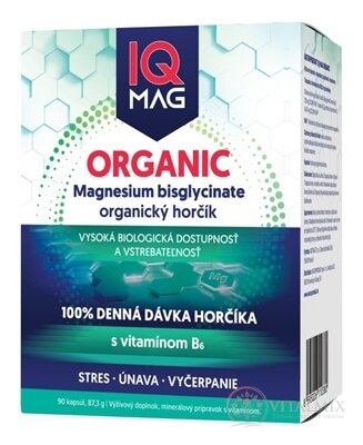 IQ MAG ORGANIC HOŘČÍK + Vitamin B6 cps 1x90 ks