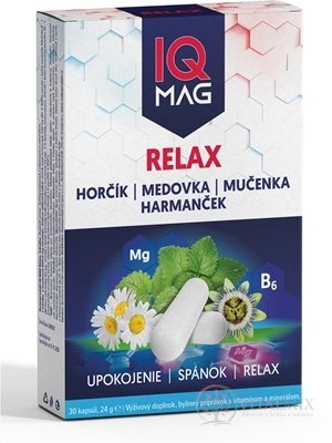 IQ MAG RELAX cps hořčík, B6, meduňka, mučenka, heřmánek 1x30 ks