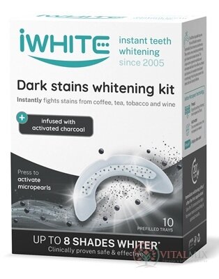 iWHITE DARK STAINS Sada na bělení zubů aplikátory s mikroperlami s aktivním uhlím 1x10 ks