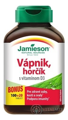 JAMIESON VÁPNÍK, HOŘČÍK S vitamínem D3 tbl 100 + 20 zdarma (120 ks)
