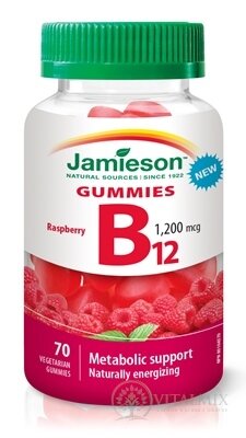 JAMIESON VITAMIN B12 GUMMIES želatinové pastilky s malinovou příchutí 1x70 ks