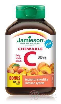 JAMIESON VITAMIN C 500 mg broskev tbl na cucání, 100 + 20 zdarma (120 ks)