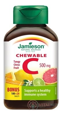 JAMIESON VITAMIN C 500 mg citrusové ovoce tbl na cucání, 100 + 20 zdarma (120 ks)
