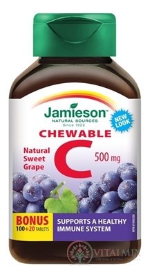 JAMIESON VITAMIN C 500 mg hrozny tbl na cucání, 100 + 20 zdarma (120 ks)