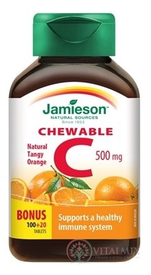 JAMIESON VITAMIN C 500 mg pomeranč tbl na cucání, 100 + 20 zdarma (120 ks)