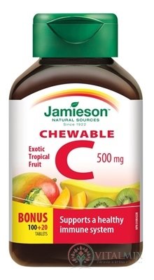 JAMIESON VITAMIN C 500 mg tropické ovoce tbl na cucání, 100 + 20 zdarma (120 ks)