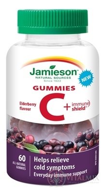 JAMIESON VITAMIN C + IMMUNE SHIELD Gummi pastilky s příchutí bezu 1x60 ks