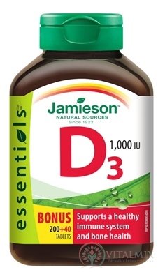JAMIESON VITAMIN D3 1000 IU tbl 200 + 40 zdarma (240 ks)