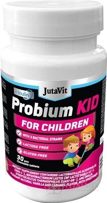 JutaVit Probium Kid + Inulin žvýkací tablety pro děti, s vanilkovo-karamelovým aroma 1x30 ks