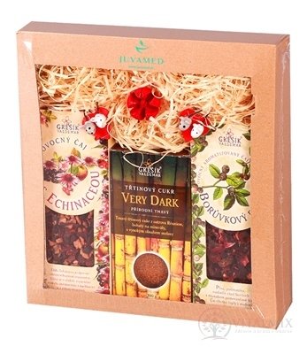 JUVAMED KAZETA OVOCNÁ S Echinacea ovocný čaj s echinaceou 100 g + Borůvkový džbánek čaj 100 g + třtinový cukr 300 g, 1x1 set