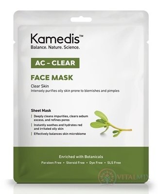 Kameda AC-CLEAR FACE MASK maska na obličej se sérem s rostlin 1x15 ml