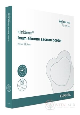 Kliniderm foam silicone sacrum border krytí pěnové silikonové 22,5 x 22,5 cm, 1x5 ks