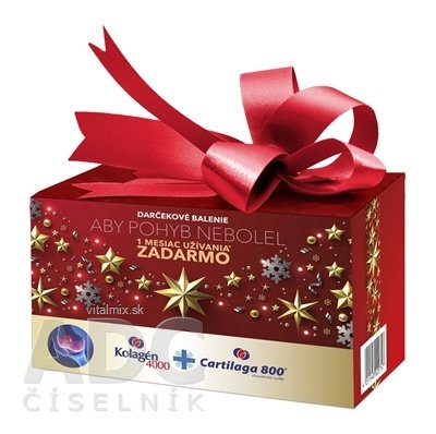 Kolagen 4000 + dárek CARTILAGE 800 prášek v sáčcích 30 ks + dárek tbl 30 ks, vánoční balení 1x1 set