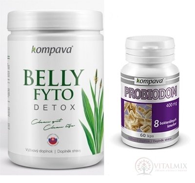 Kompava BELLY FYTO DETOX prášek 400 g + Probiodom cps 60, 1x1 set