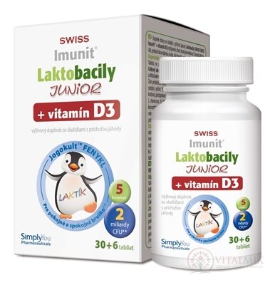 Laktobacily JUNIOR SWISS Imunit + vitamín D3 tbl 30+6 zdarma (36 ks)