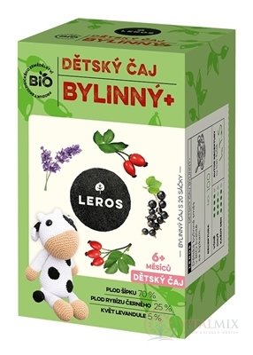 LEROS BIO DĚTSKÝ ČAJ BYLINNÝ+ nálevové sáčky (od 6+ měsíců) (inov. 2021) 20x2 g (40 g)