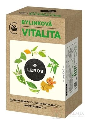 LEROS BYLINKOVÁ VITALITA zelený čaj aromatizovaný, ochucený, nálevové sáčky 20x2 g (40 g)