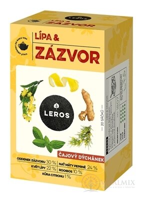 LEROS ČAJOVÁ CHVÍLKA LÍPA &amp; ZÁZVOR bylinný čaj aromatizovaný, nálevové sáčky 20x2 g (40 g)