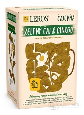 LEROS Čajovna ZELENÝ ČAJ A GINKGO s příchutí hrušky, nálevové sáčky 20x2 g (40 g)