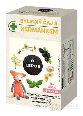 LEROS DĚTSKÝ BYLINNÝ ČAJ S RUMANČKEM nálevové sáčky (od 9+ měsíců) (inov. 2021) 20x1,5 g (30 g)