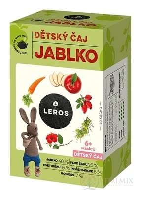 LEROS DĚTSKÝ ČAJ JABLKO nálevové sáčky (od 6+ měsíců) 20x2 g (40 g)