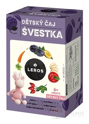 LEROS DĚTSKÝ ČAJ SLIVKA nálevové sáčky (od 6+ měsíců) 20x2 g (40 g)